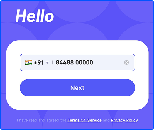 Enter your phone number with the correct country code