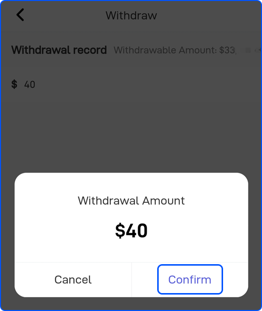 Enter the amount and password to withdraw the money